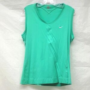 Nike Teal Tank Top Activewear Elevated Athleisure Stretch Swoosh Logo Front Back